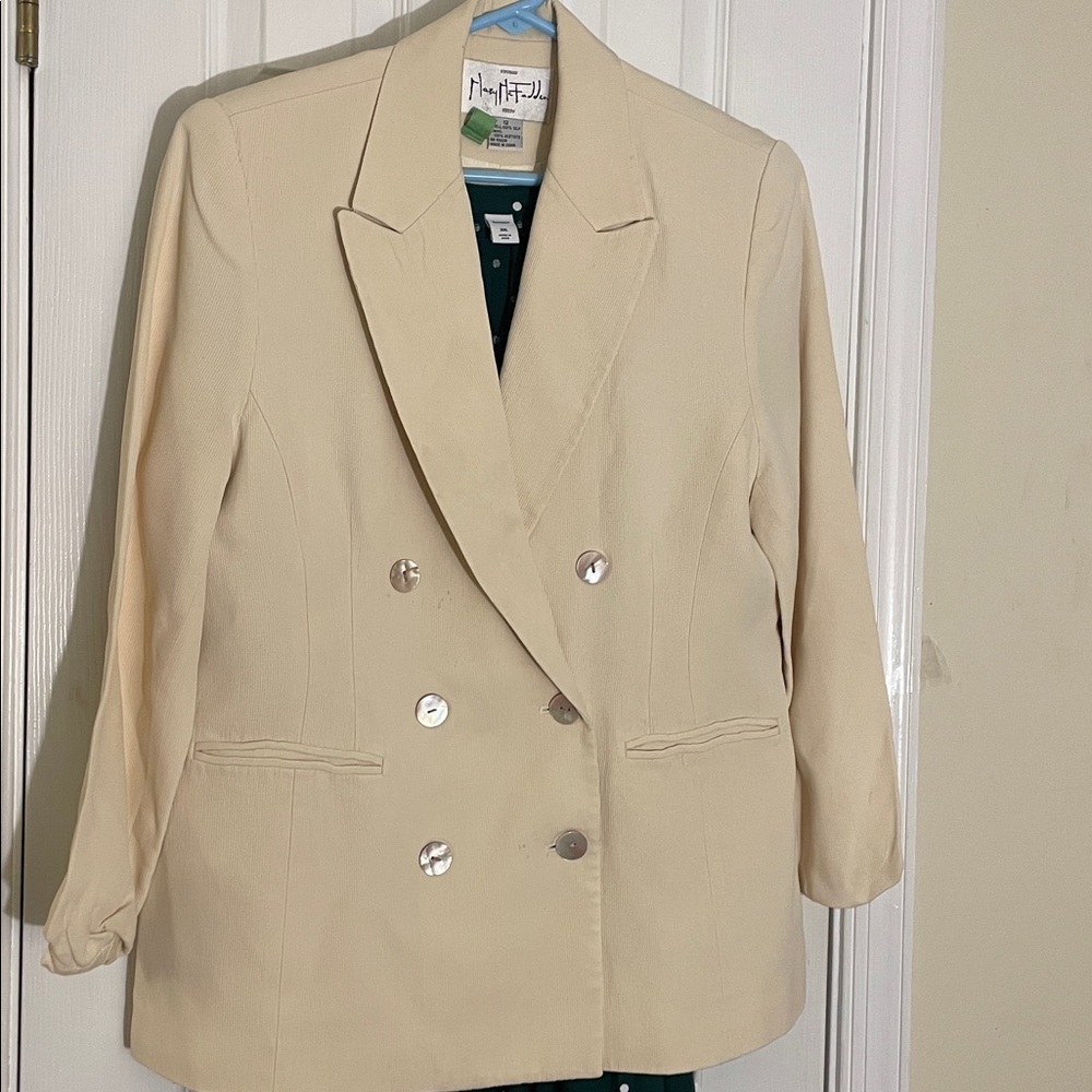 Mary McFadden Elegant Cream SILK Blazer 12